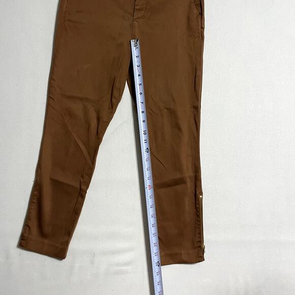 Level 99 Petite The Crop Chino Pants Brown Ankle Zip Trousers - Size 27P - Picture 6 of 9
